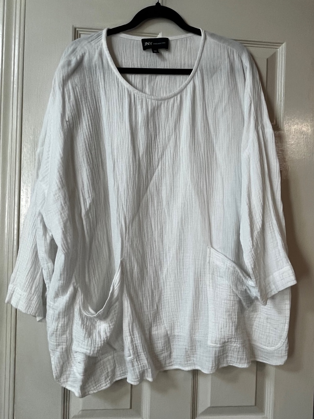 Jones New York White Lightweight Cotton Pocket Tunic